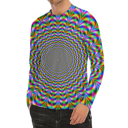 Psychedelic Web Optical Illusion Men's Long Sleeve Rash Guard