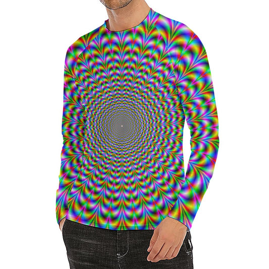 Psychedelic Web Optical Illusion Men's Long Sleeve Rash Guard