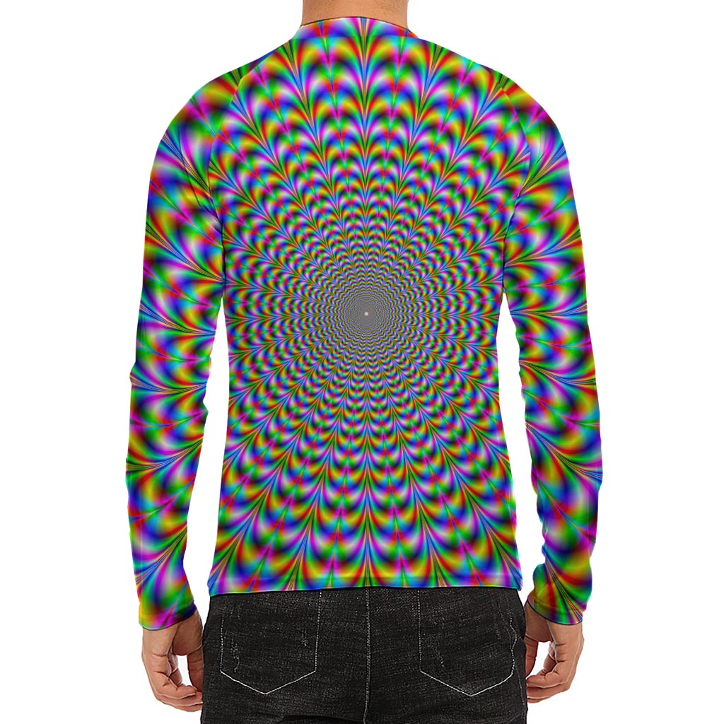 Psychedelic Web Optical Illusion Men's Long Sleeve Rash Guard