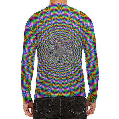 Psychedelic Web Optical Illusion Men's Long Sleeve Rash Guard