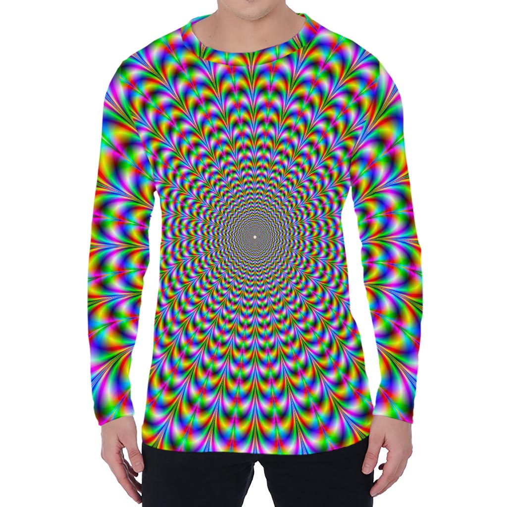 Psychedelic Web Optical Illusion Men's Long Sleeve T-Shirt