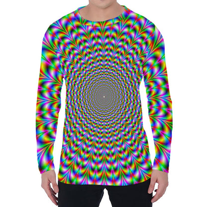 Psychedelic Web Optical Illusion Men's Long Sleeve T-Shirt