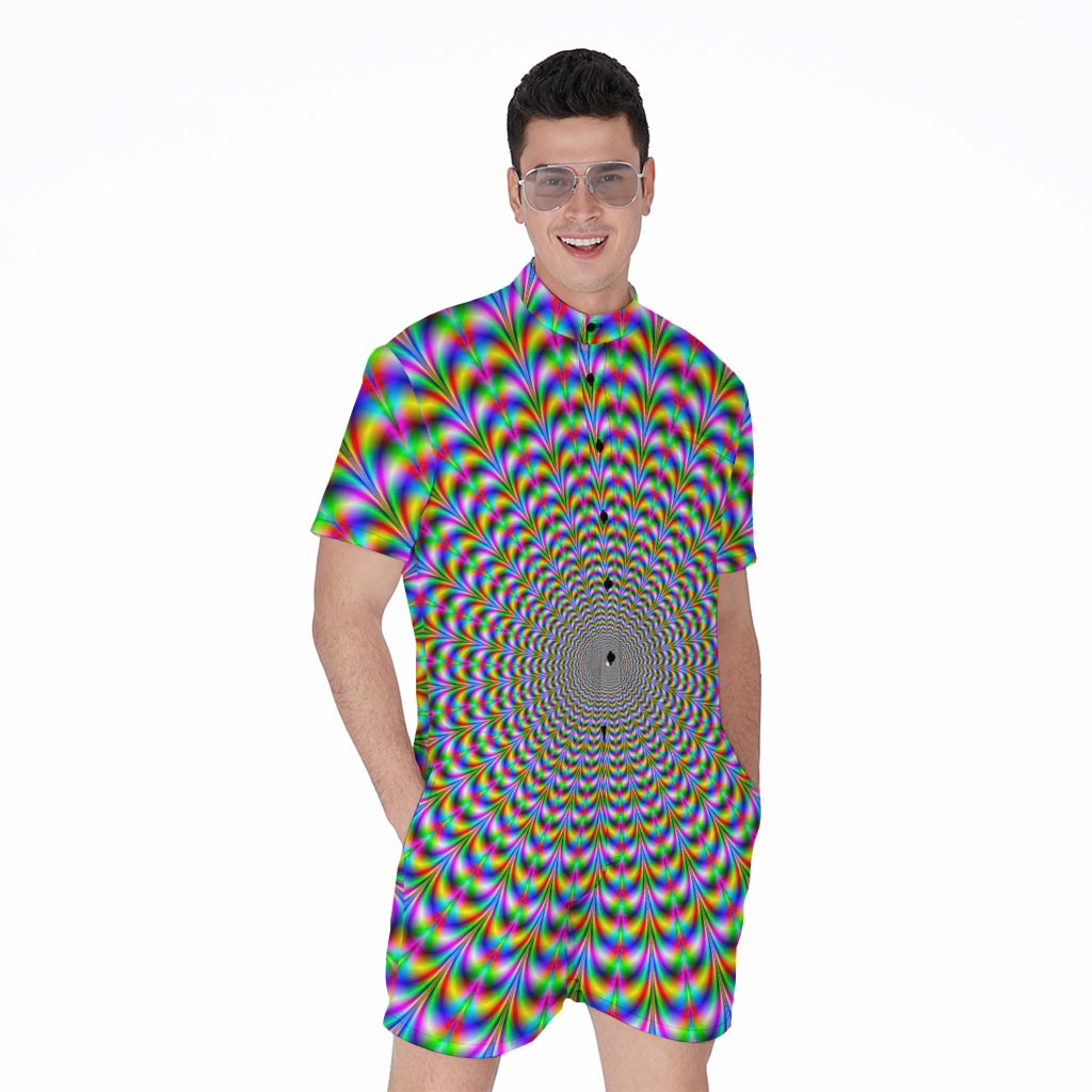 Psychedelic Web Optical Illusion Men's Rompers
