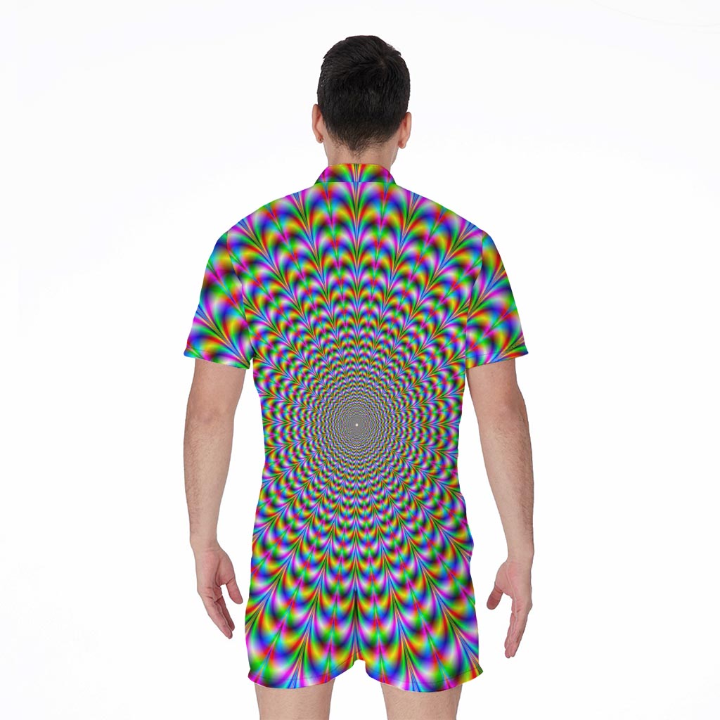 Psychedelic Web Optical Illusion Men's Rompers