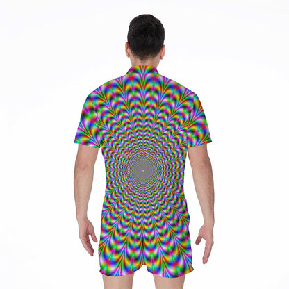 Psychedelic Web Optical Illusion Men's Rompers