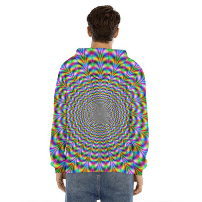 Psychedelic Web Optical Illusion Men's Velvet Pullover Hoodie