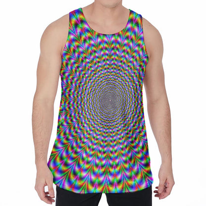 Psychedelic Web Optical Illusion Men's Velvet Tank Top