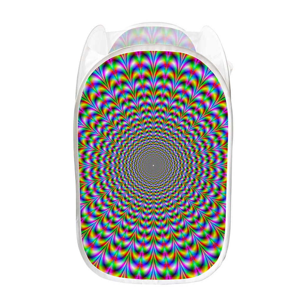 Psychedelic Web Optical Illusion Mesh Laundry Hamper