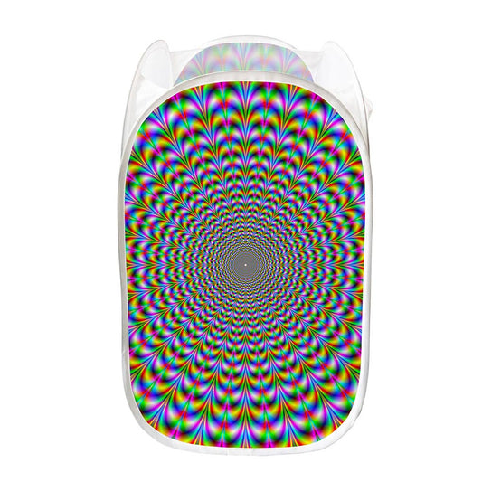 Psychedelic Web Optical Illusion Mesh Laundry Hamper