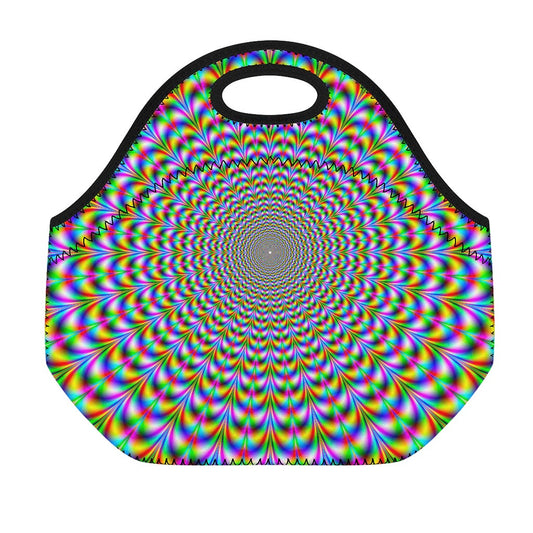 Psychedelic Web Optical Illusion Neoprene Lunch Bag