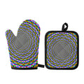 Psychedelic Web Optical Illusion Oven Mitt And Pot Holder Set