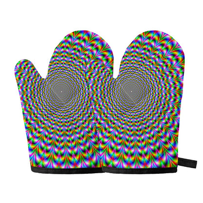 Psychedelic Web Optical Illusion Oven Mitts
