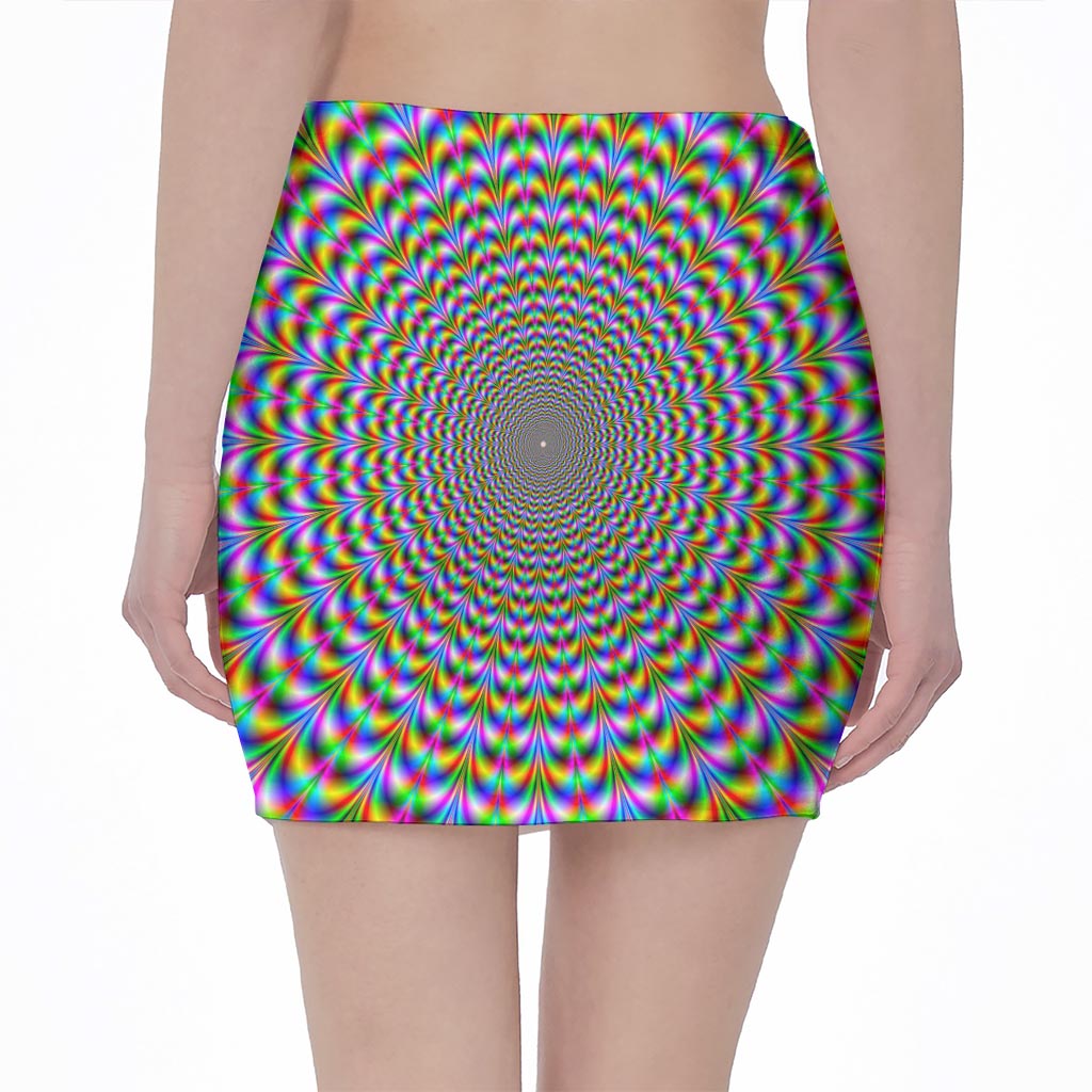 Psychedelic Web Optical Illusion Pencil Mini Skirt