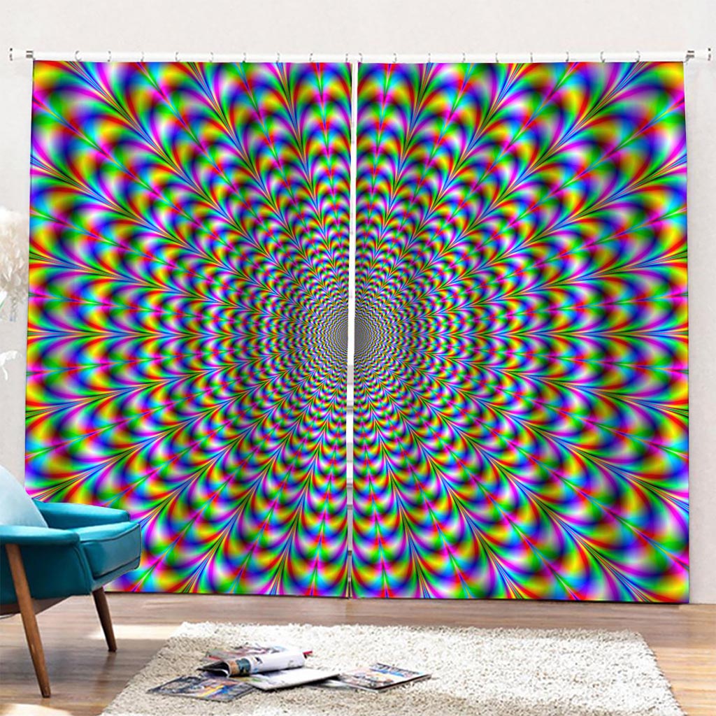 Psychedelic Web Optical Illusion Pencil Pleat Curtains