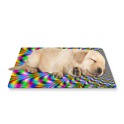 Psychedelic Web Optical Illusion Pet Cooling Mat Cover