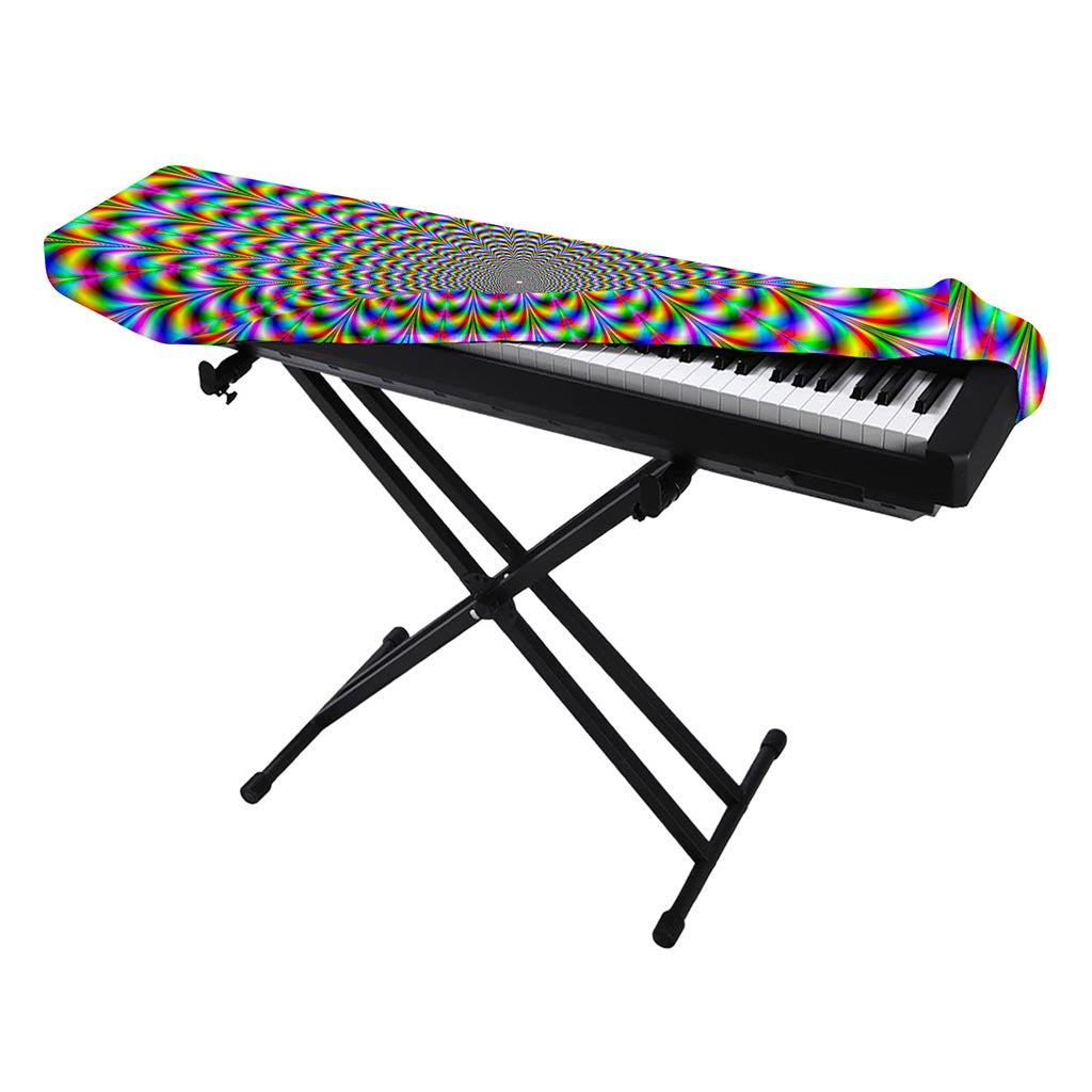 Psychedelic Web Optical Illusion Piano Keyboard Cover