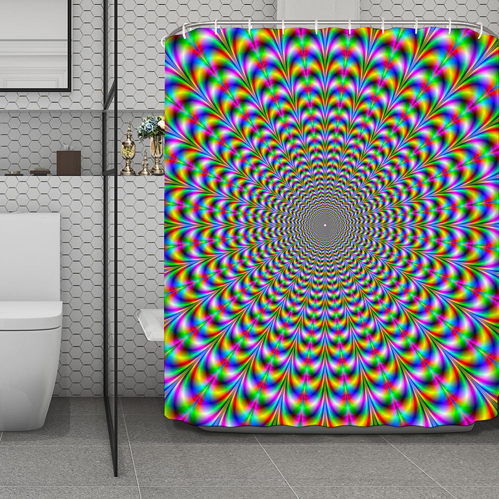 Psychedelic Web Optical Illusion Polyester Shower Curtain