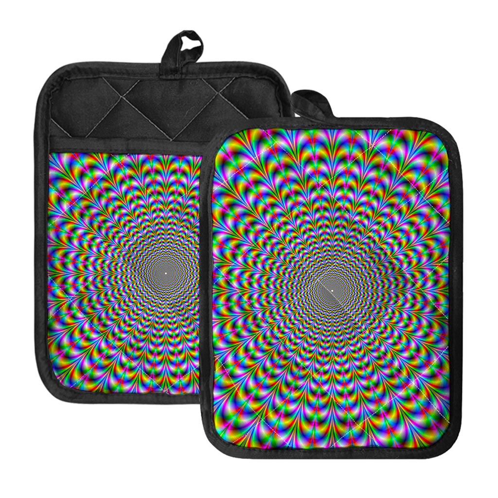 Psychedelic Web Optical Illusion Pot Holders With Pocket