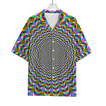 Psychedelic Web Optical Illusion Rayon Hawaiian Shirt