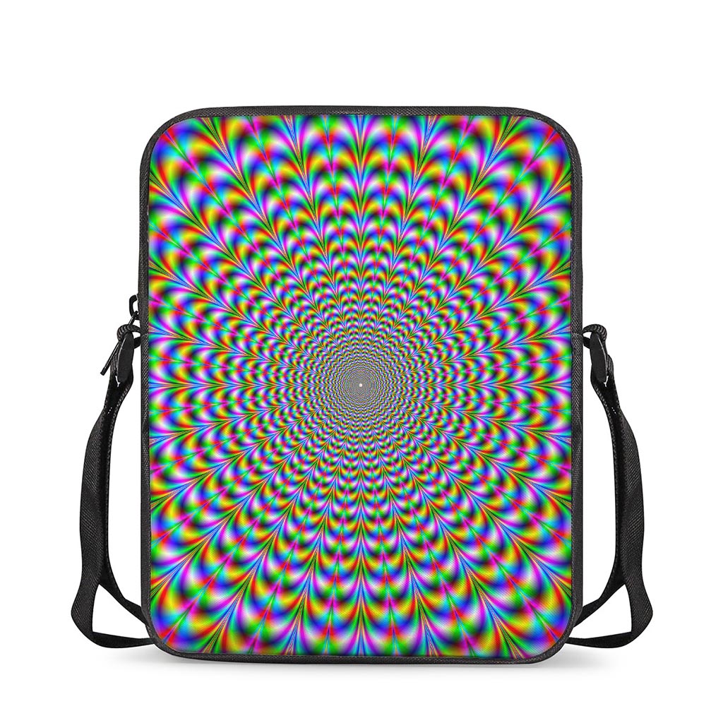 Psychedelic Web Optical Illusion Rectangular Crossbody Bag
