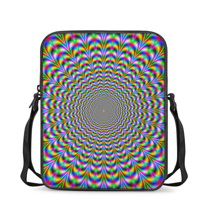 Psychedelic Web Optical Illusion Rectangular Crossbody Bag