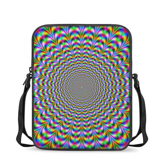 Psychedelic Web Optical Illusion Rectangular Crossbody Bag