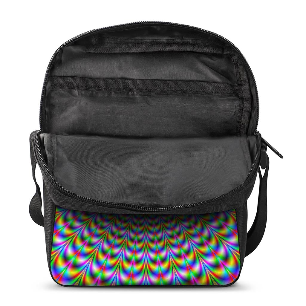 Psychedelic Web Optical Illusion Rectangular Crossbody Bag