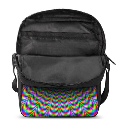 Psychedelic Web Optical Illusion Rectangular Crossbody Bag