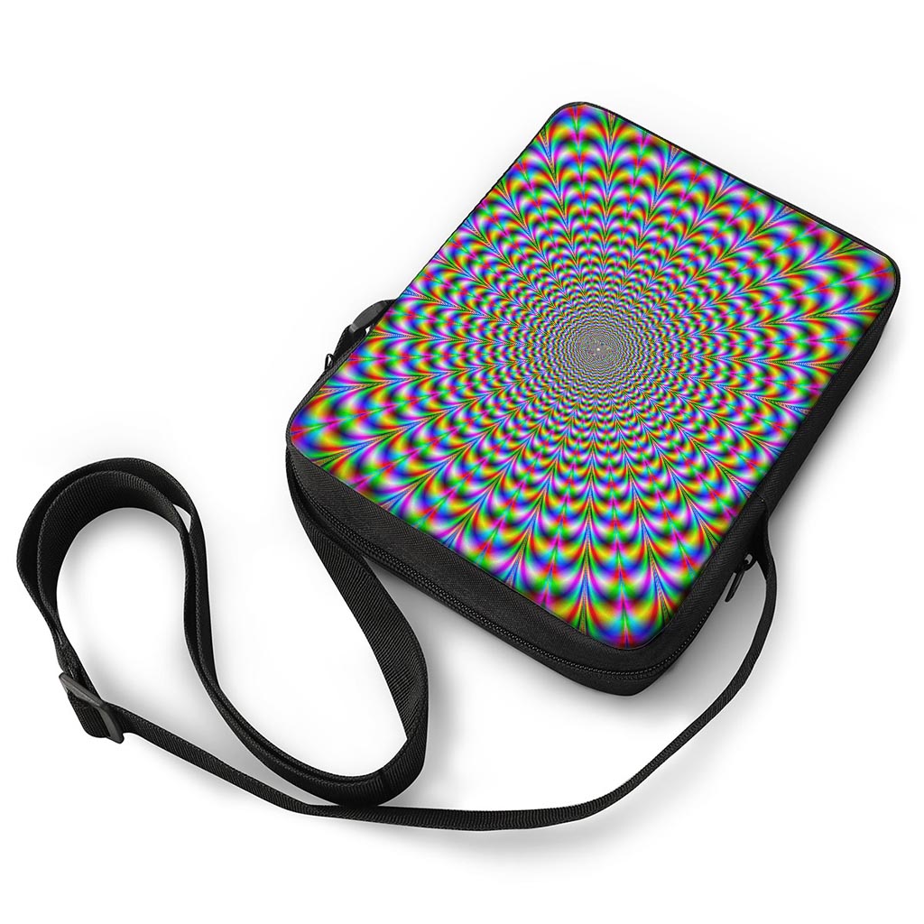 Psychedelic Web Optical Illusion Rectangular Crossbody Bag