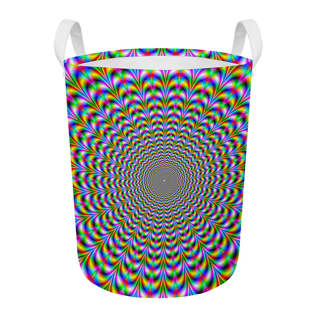 Psychedelic Web Optical Illusion Round Laundry Basket