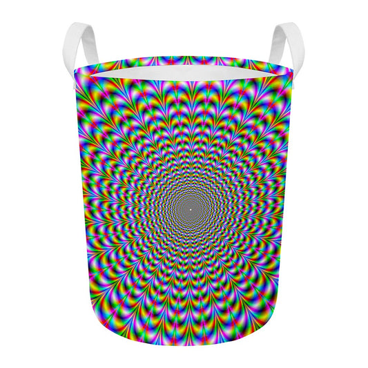 Psychedelic Web Optical Illusion Round Laundry Basket