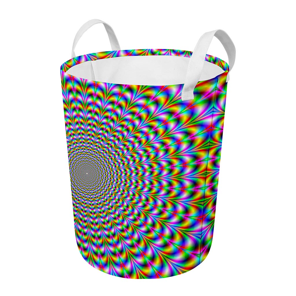 Psychedelic Web Optical Illusion Round Laundry Basket
