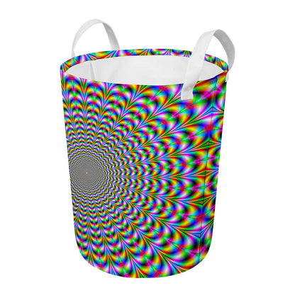 Psychedelic Web Optical Illusion Round Laundry Basket