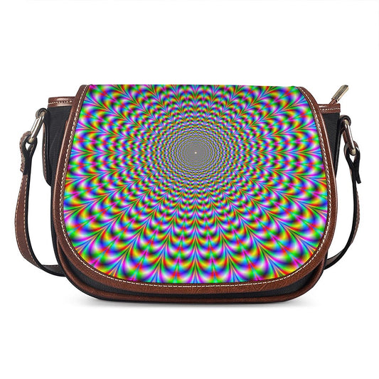 Psychedelic Web Optical Illusion Saddle Bag