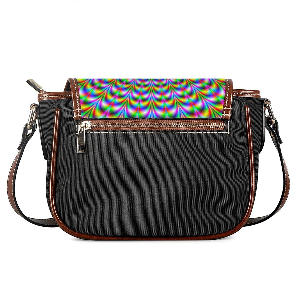 Psychedelic Web Optical Illusion Saddle Bag