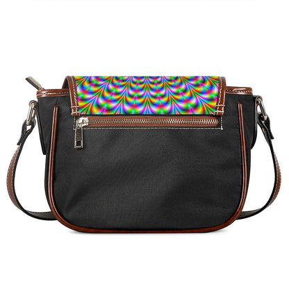 Psychedelic Web Optical Illusion Saddle Bag