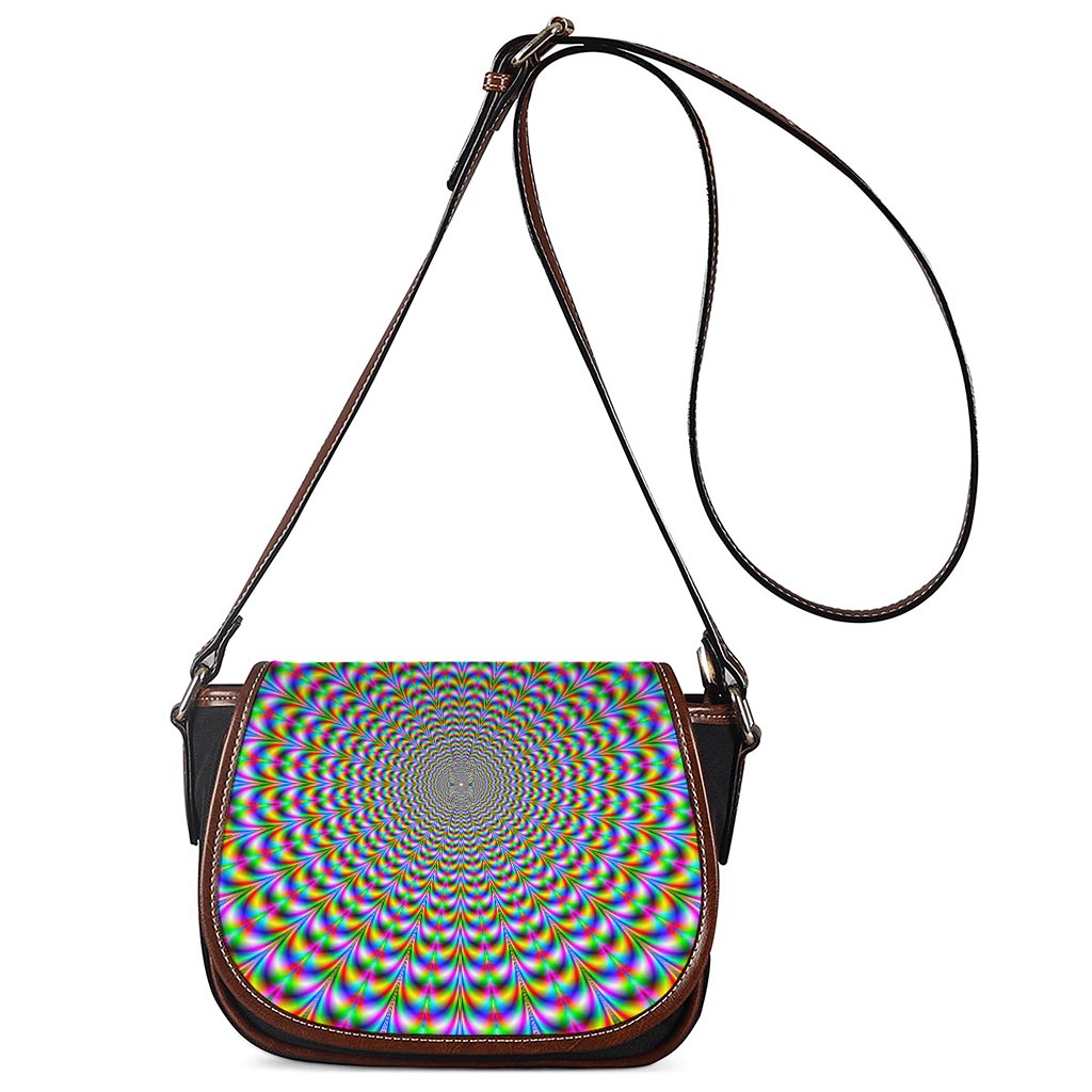 Psychedelic Web Optical Illusion Saddle Bag