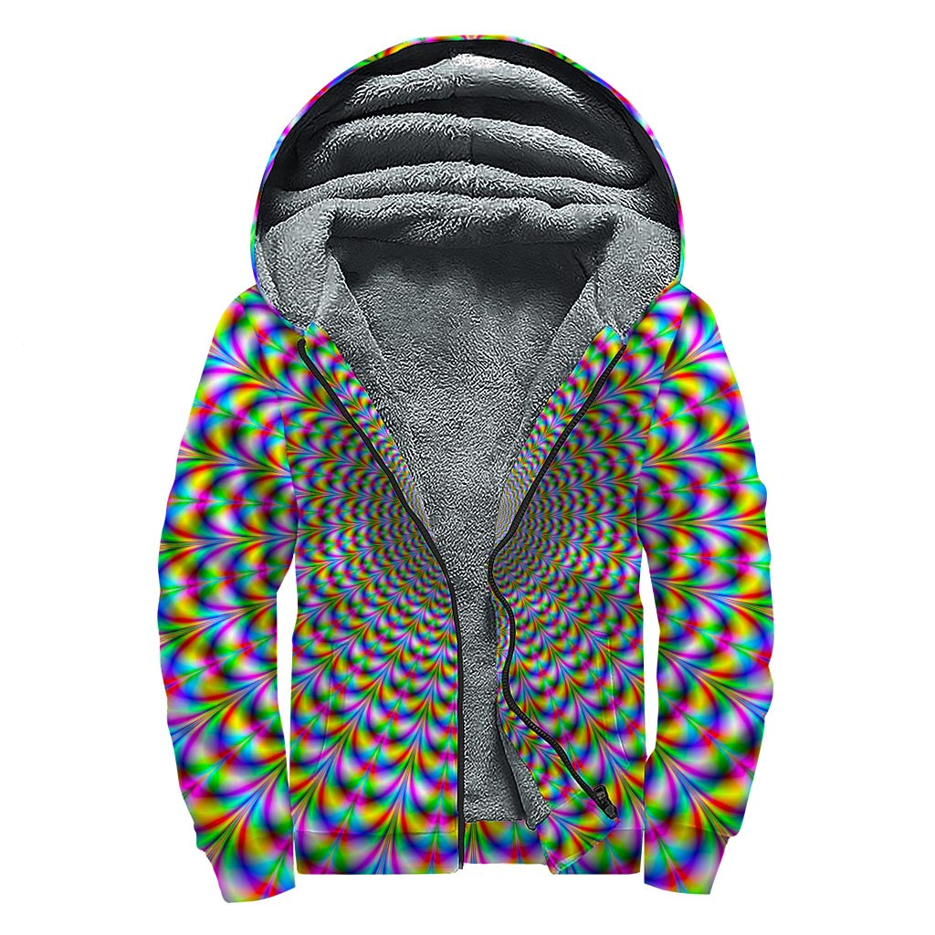 Psychedelic Web Optical Illusion Sherpa Lined Zip Up Hoodie