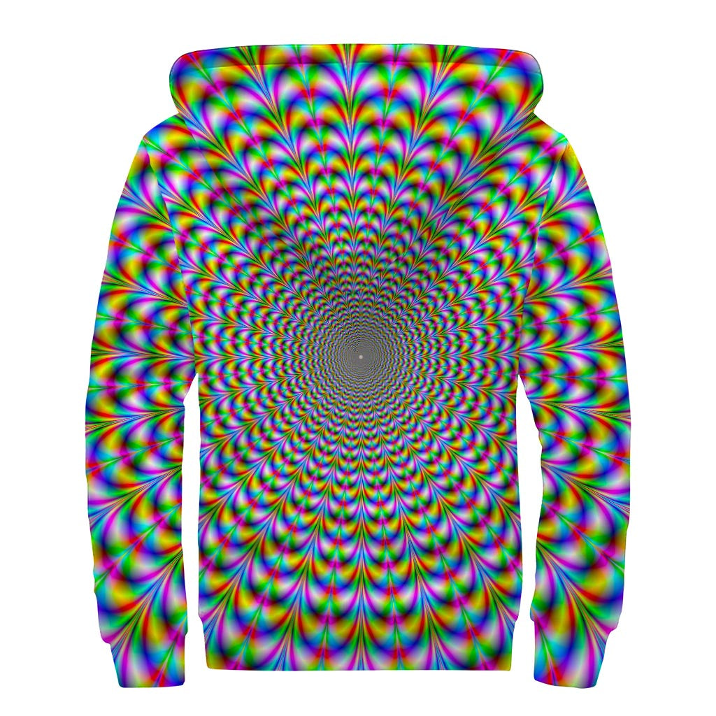 Psychedelic Web Optical Illusion Sherpa Lined Zip Up Hoodie
