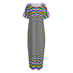 Psychedelic Web Optical Illusion Short Sleeve Long Nightdress
