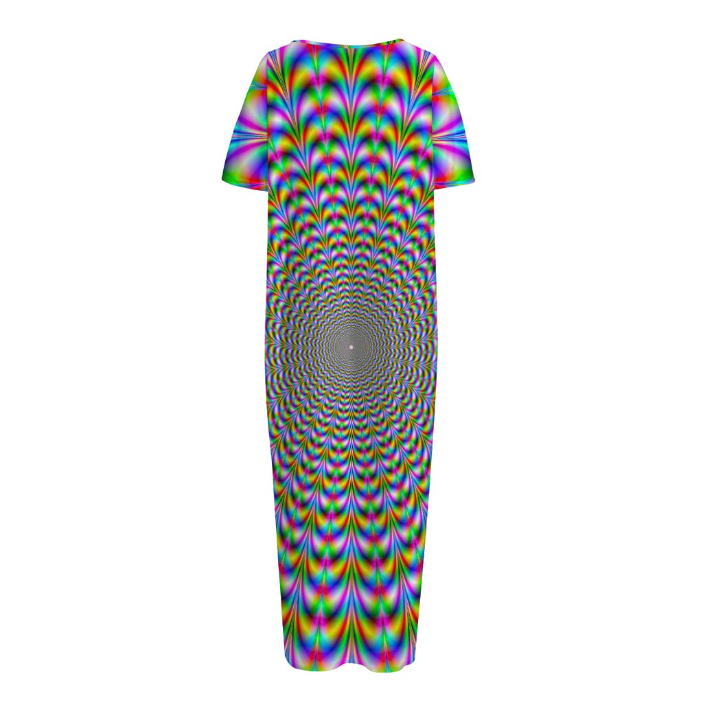 Psychedelic Web Optical Illusion Short Sleeve Long Nightdress