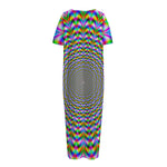 Psychedelic Web Optical Illusion Short Sleeve Long Nightdress