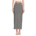 Psychedelic Web Optical Illusion Side Slit Maxi Skirt