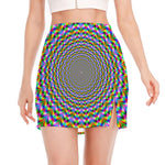 Psychedelic Web Optical Illusion Side Slit Mini Skirt
