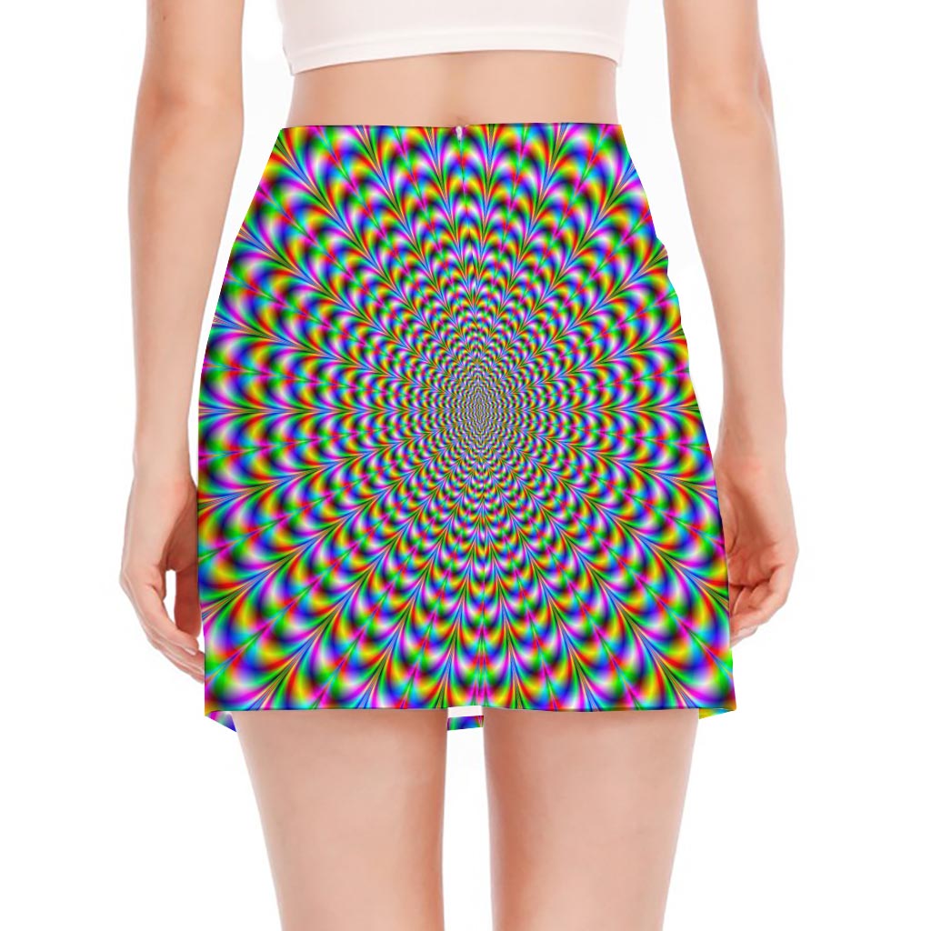 Psychedelic Web Optical Illusion Side Slit Mini Skirt