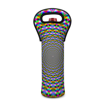 Psychedelic Web Optical Illusion Single Neoprene Wine Tote