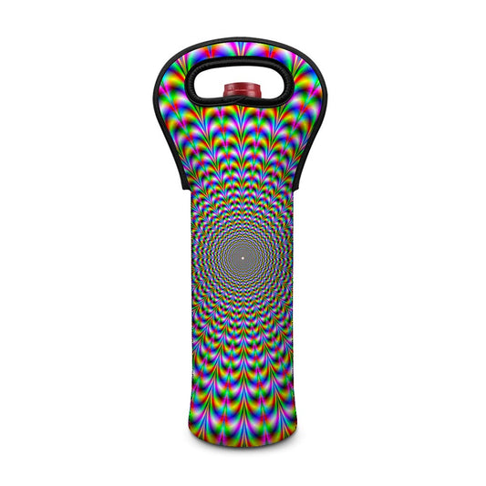 Psychedelic Web Optical Illusion Single Neoprene Wine Tote