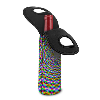 Psychedelic Web Optical Illusion Single Neoprene Wine Tote
