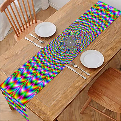 Psychedelic Web Optical Illusion Table Runner