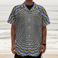 Psychedelic Web Optical Illusion Textured Short Sleeve Shirt